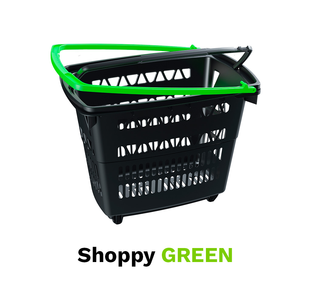 Cesta reciclada 52 litros asa verde